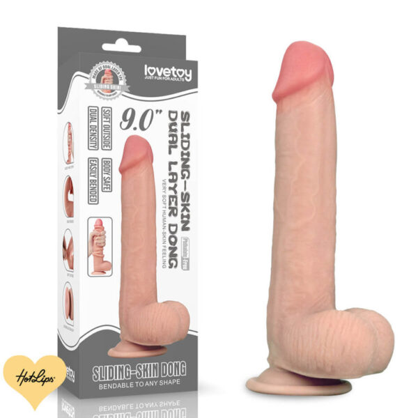 Dildo Sliding Skin Dual Layer Dong 23 cm